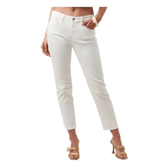 Trina Turk White Mid Rise Straight Leg Ankle Cropped Leg Jeans Size 4 - Picture 1 of 11